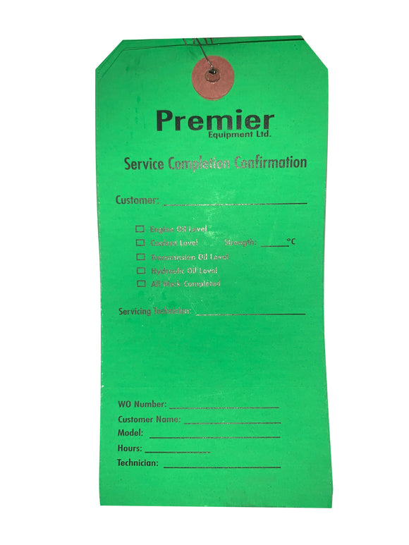 20 GREEN - Service Completion Confirmation Tag