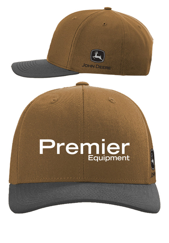 Brown Full Back hat - Grey Peak - Snap - Black/Grey John Deere logo