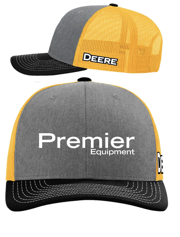 Grey/Yellow Mesh Back (Black Peak) - Deere logo